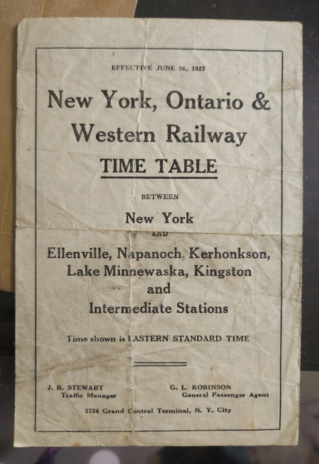 rare 1927 NYOWRR Timetable NEW YORK ONTARIO & WESTERN RAILWAY Catskills Kingston