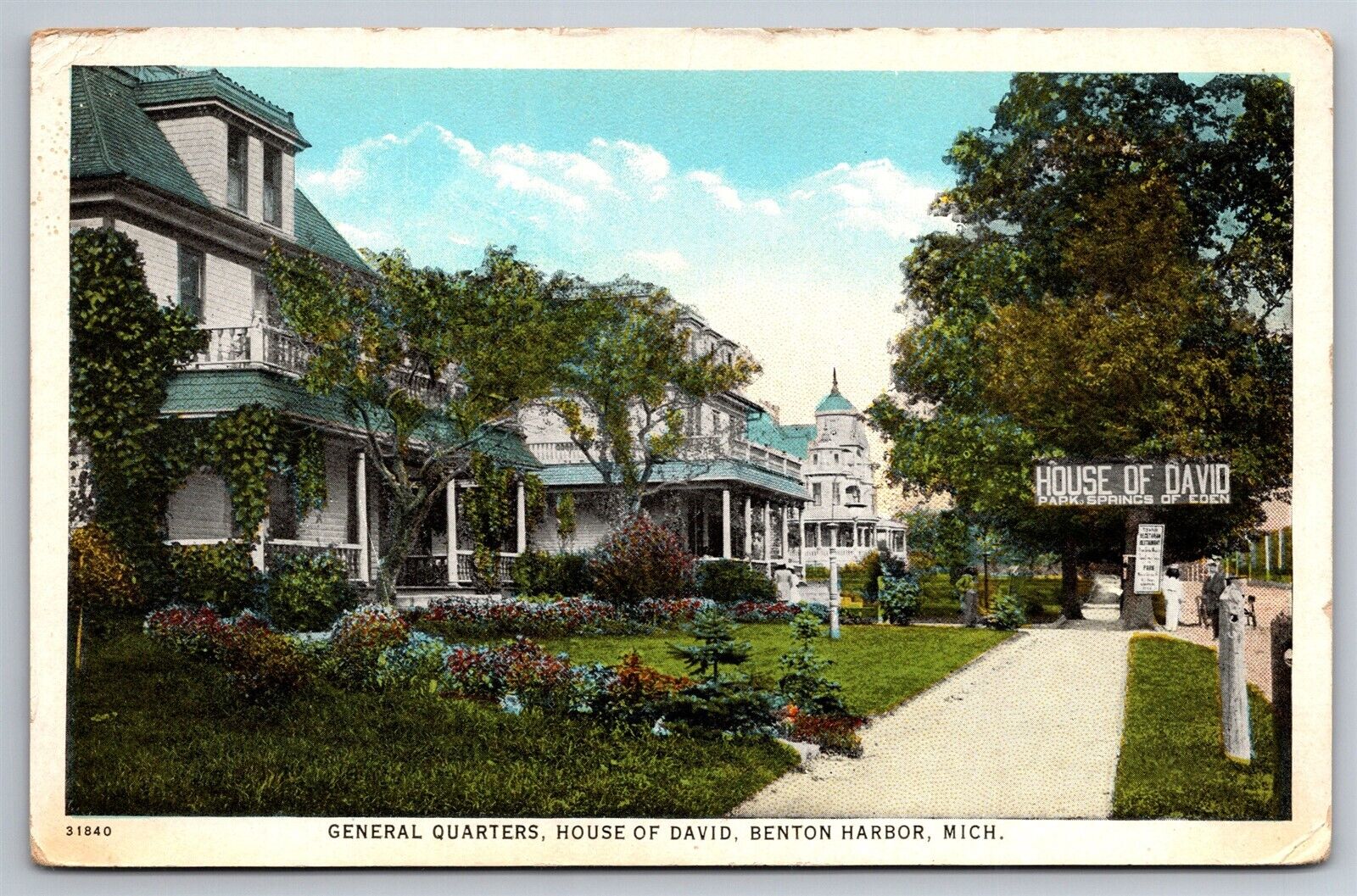 General Quarters House Of David Benton Harbor MI C1920s Postcard S13