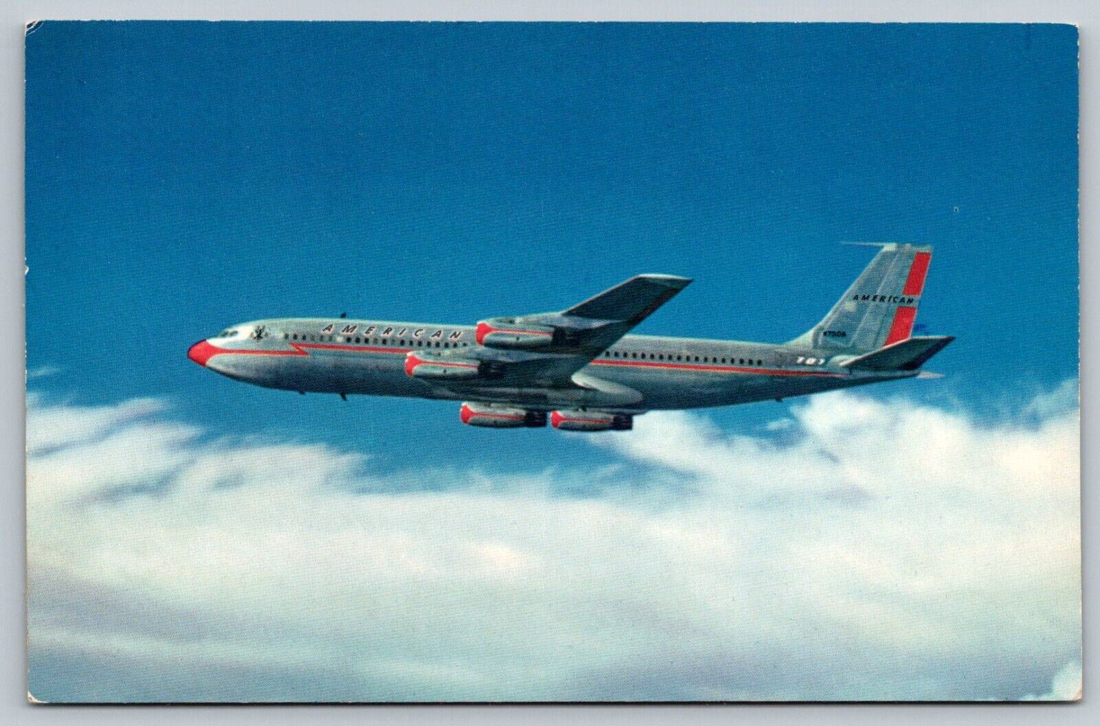 American Airlines First with Jets Across the USA 707 Jet Flagship  Postcard