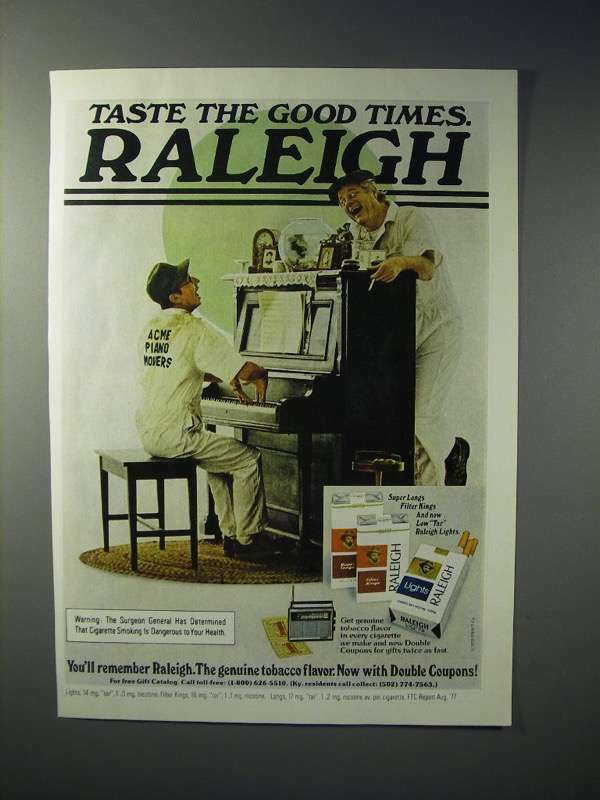 1978 Raleigh Cigarette Ad - Taste The Good Times