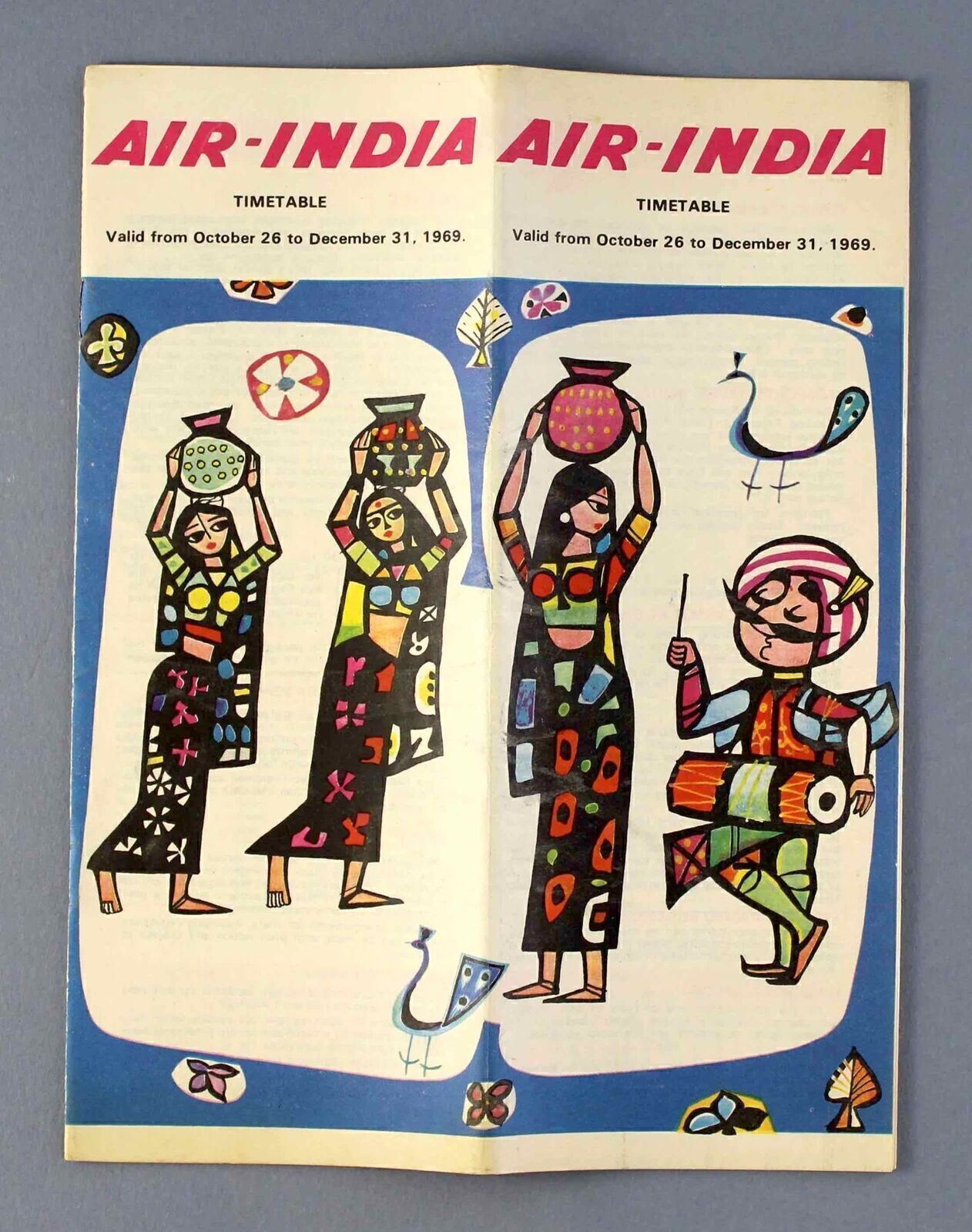 AIR INDIA AIRLINE TIMETABLE OCTOBER - DECEMBER 1969 AI ROUTE MAP