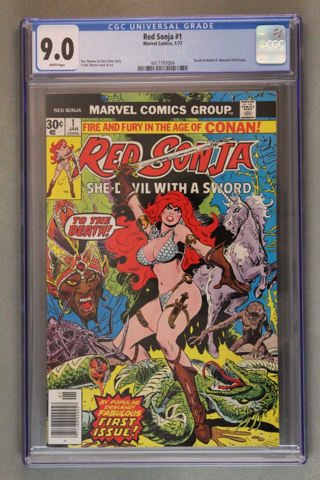 Red Sonja #1 ~ 1/77 She-Devil With A Sword ~ 9.0 CGC Graded, Thorne-Cover & Art