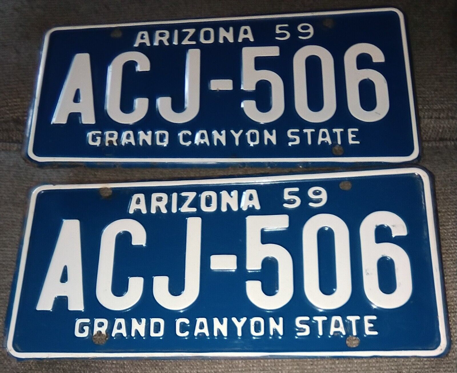 1959 Unissued, Unused pair of Arizona license plates ACJ-506