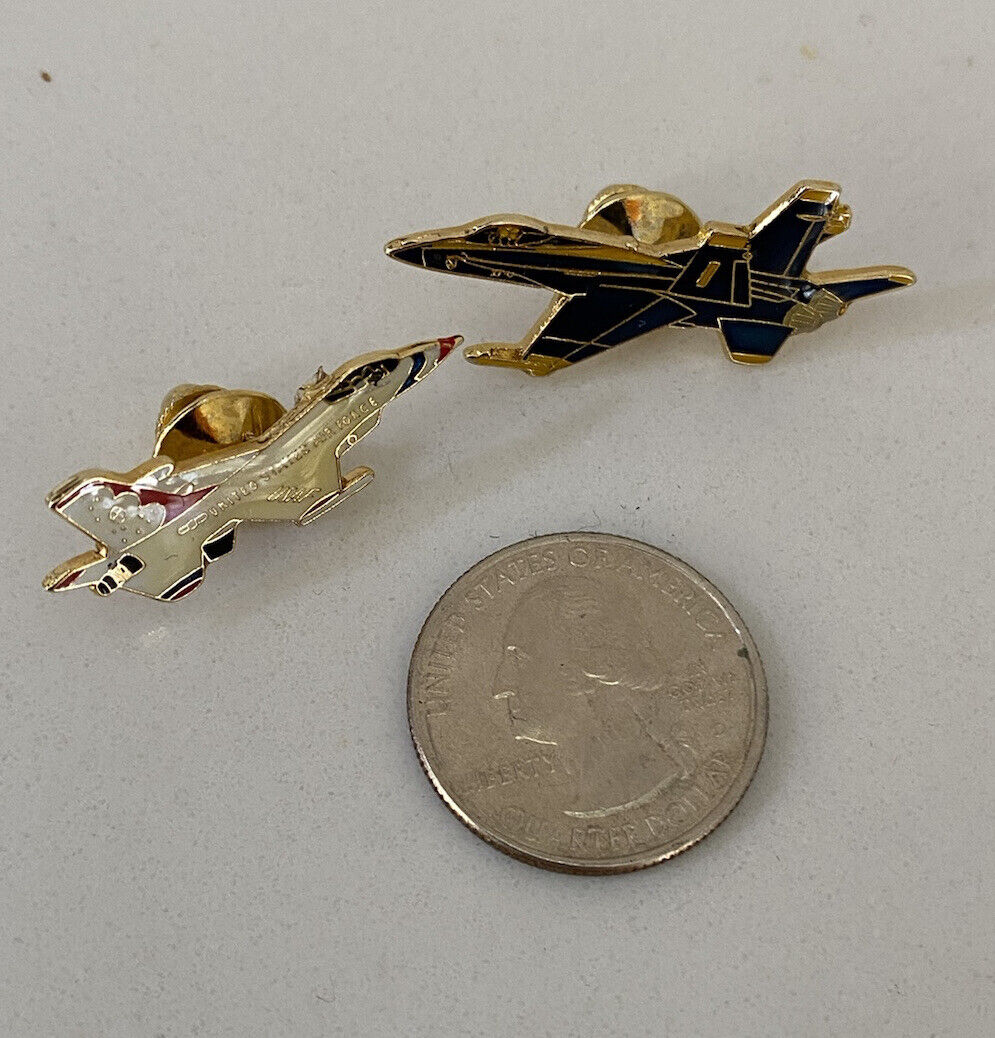 Lot of 2 Vintage United States Air Force Fighter Jet Pin Pinbacks