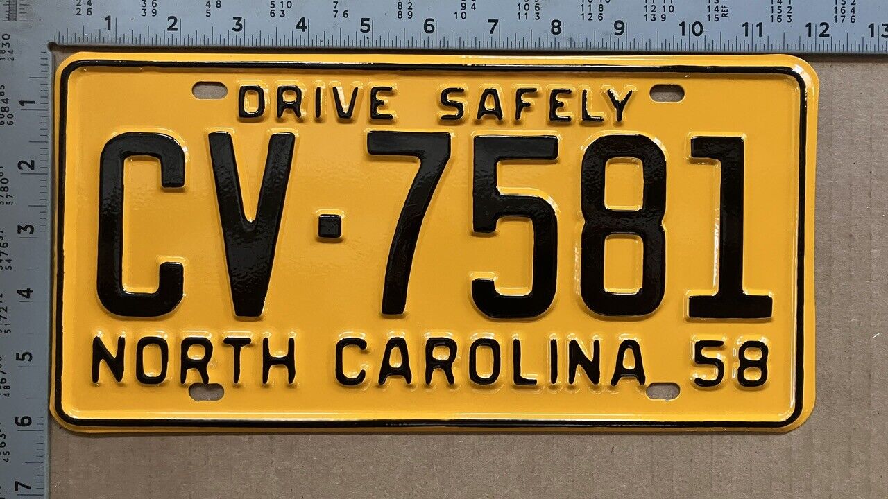 1958 North Carolina license plate CV 7581 YOM DMV SHOW CAR READY 13686