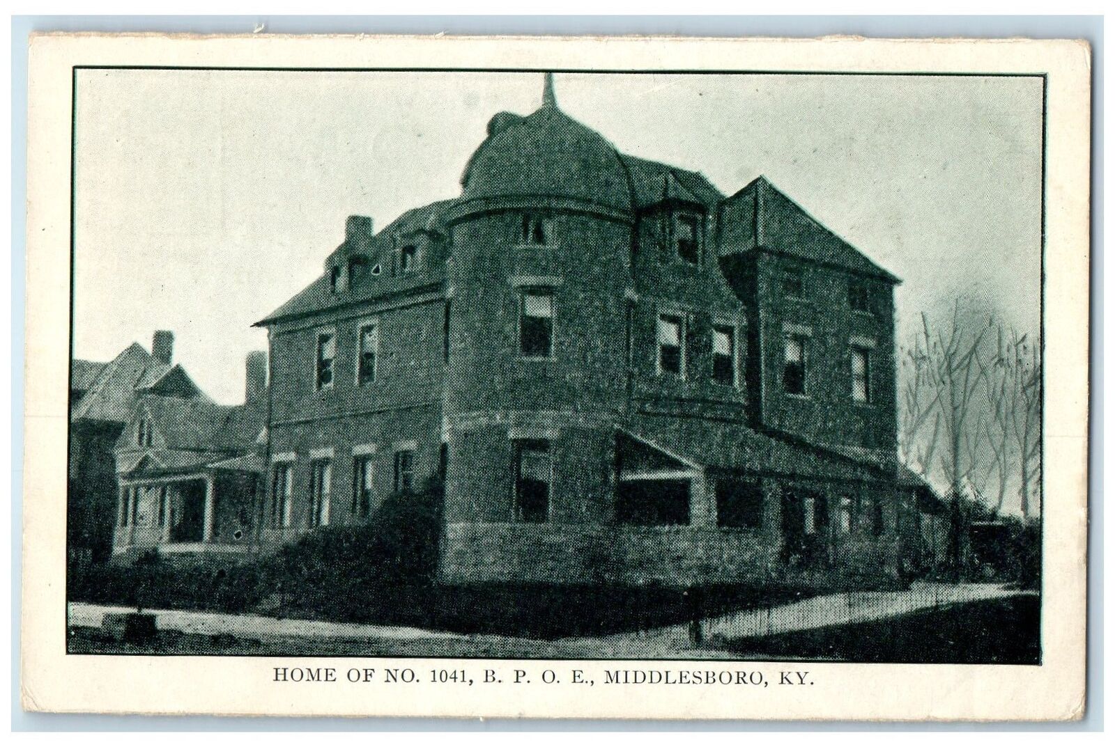c1910s Home Of No. 1041 B.P.O.E. Exterior Middlesboro Kentucky KY Trees Postcard