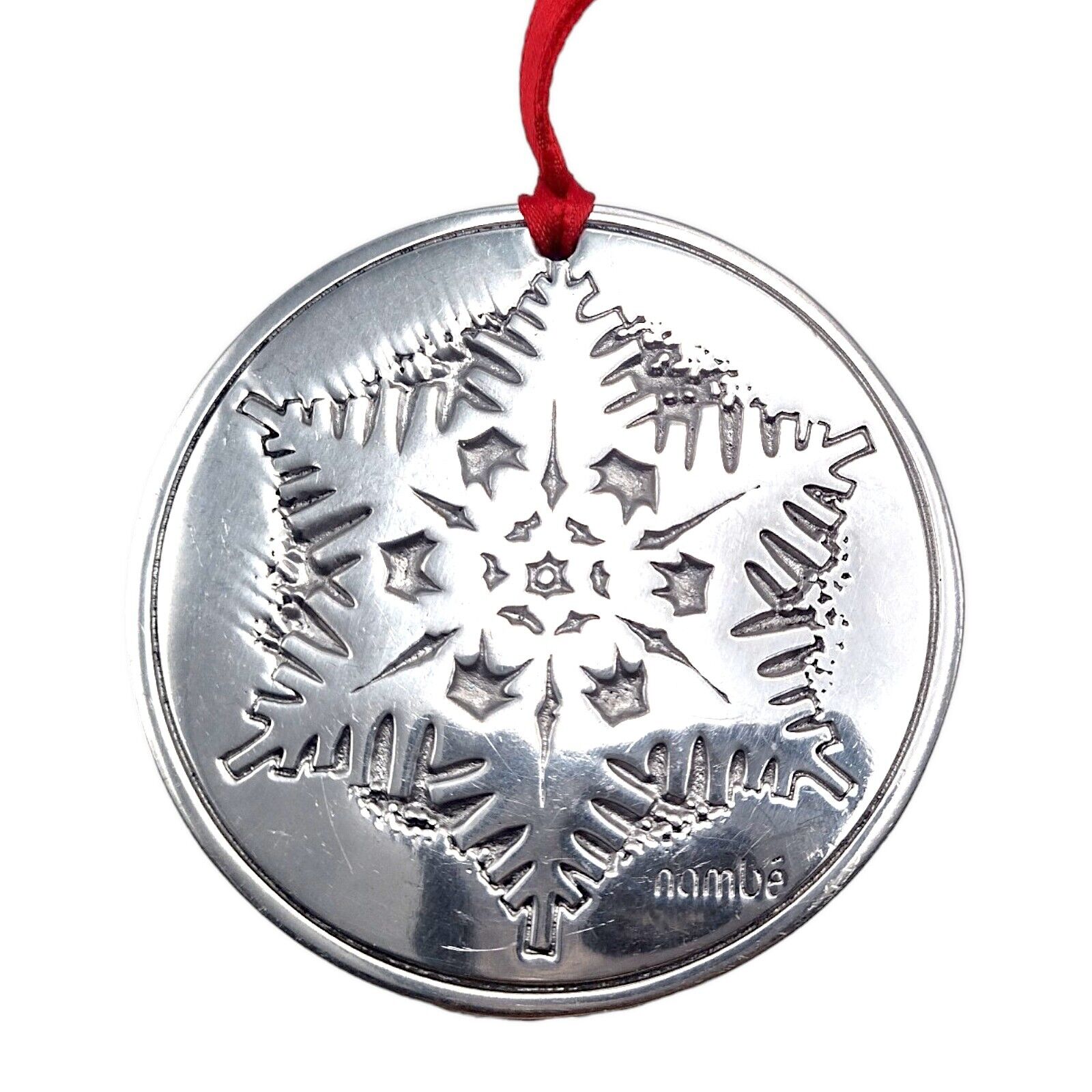 Vintage 1993 Nambe Silver Alloy Snowflake Christmas Ornament Medallion Coin Rare
