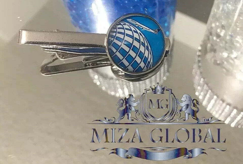 United Continental airlines Tie Clip With Glass Dome 20mm Logo.