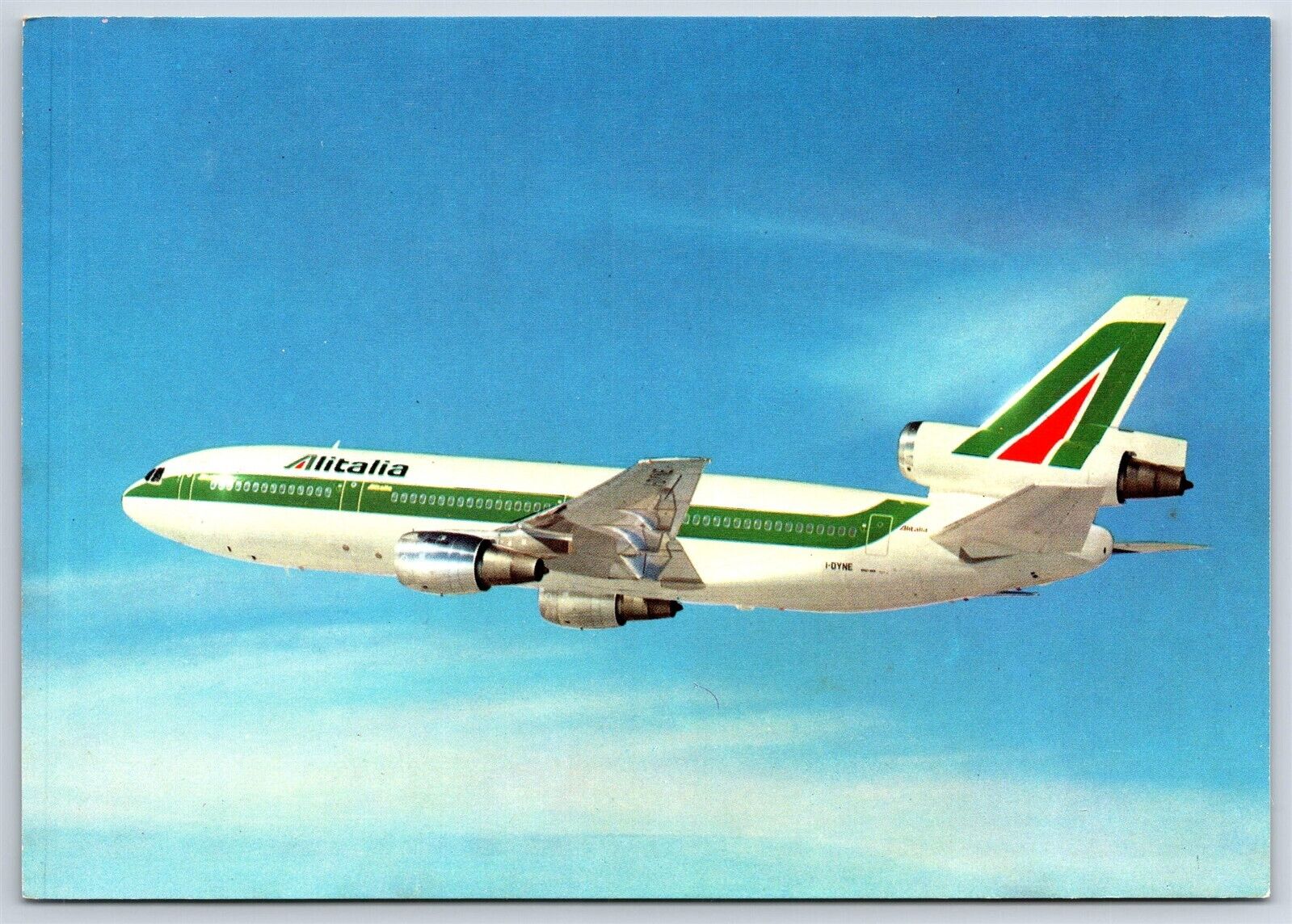 Airplane Postcard Alitalia Airlines Douglas DC-10-30 Plane Stats In Flight CU13