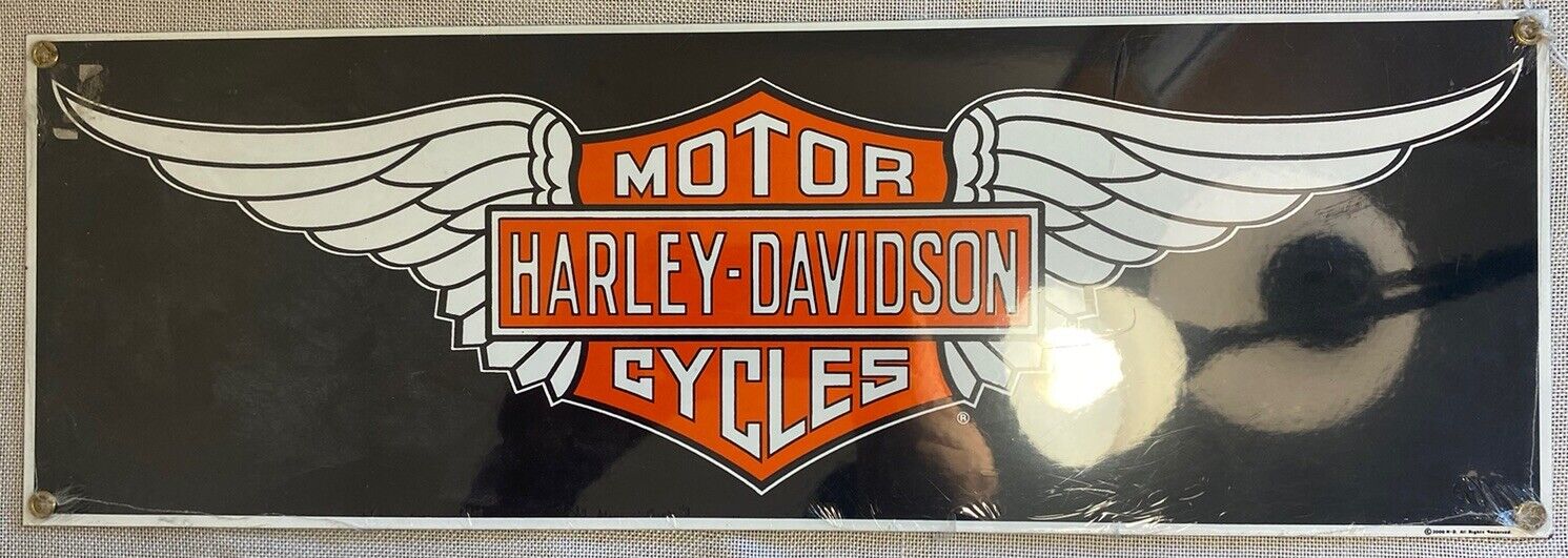 Harley Davidson Motorcycle Wings Ande Rooney Porcelain Steel Advertising Sign