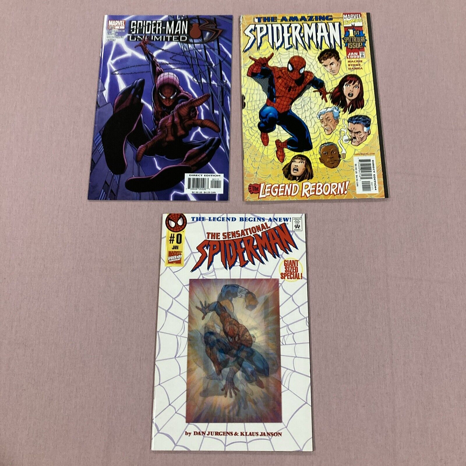 Amazing Spider-Man #1 V2, Sensational Spider-Man #0, Unlimited #1,  New Costume