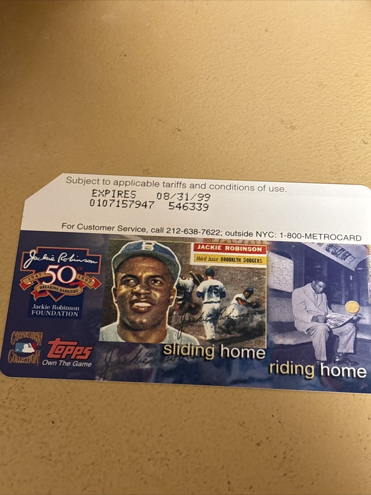 Nyc Mta Subway Metro card Transit EXPIRED COLLECTIBLE Jackie Robinson MLB 1999