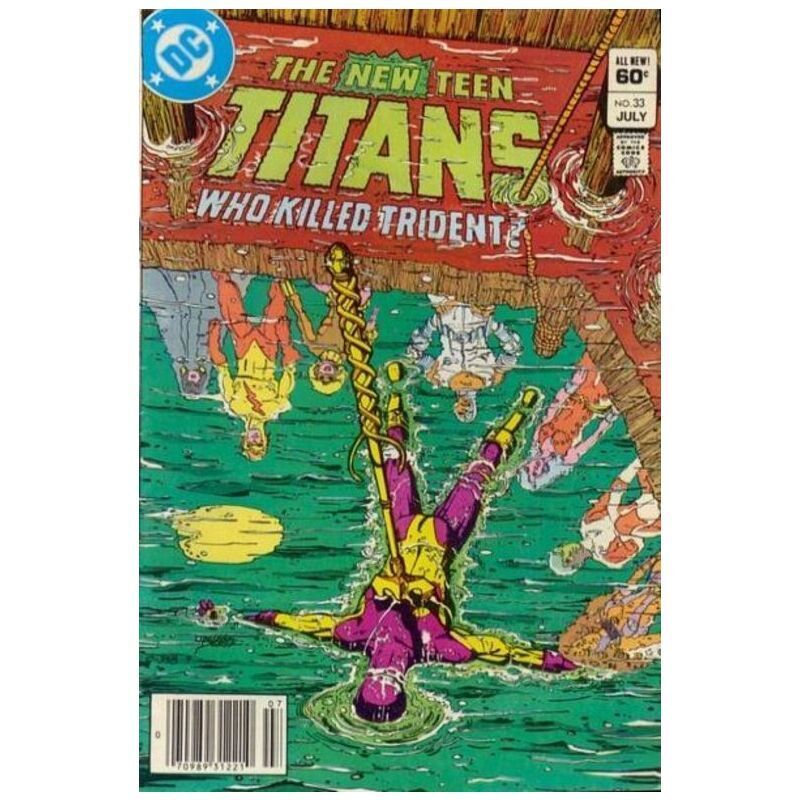 New Teen Titans (1980 series) #33 Newsstand in VF condition. DC comics [s.