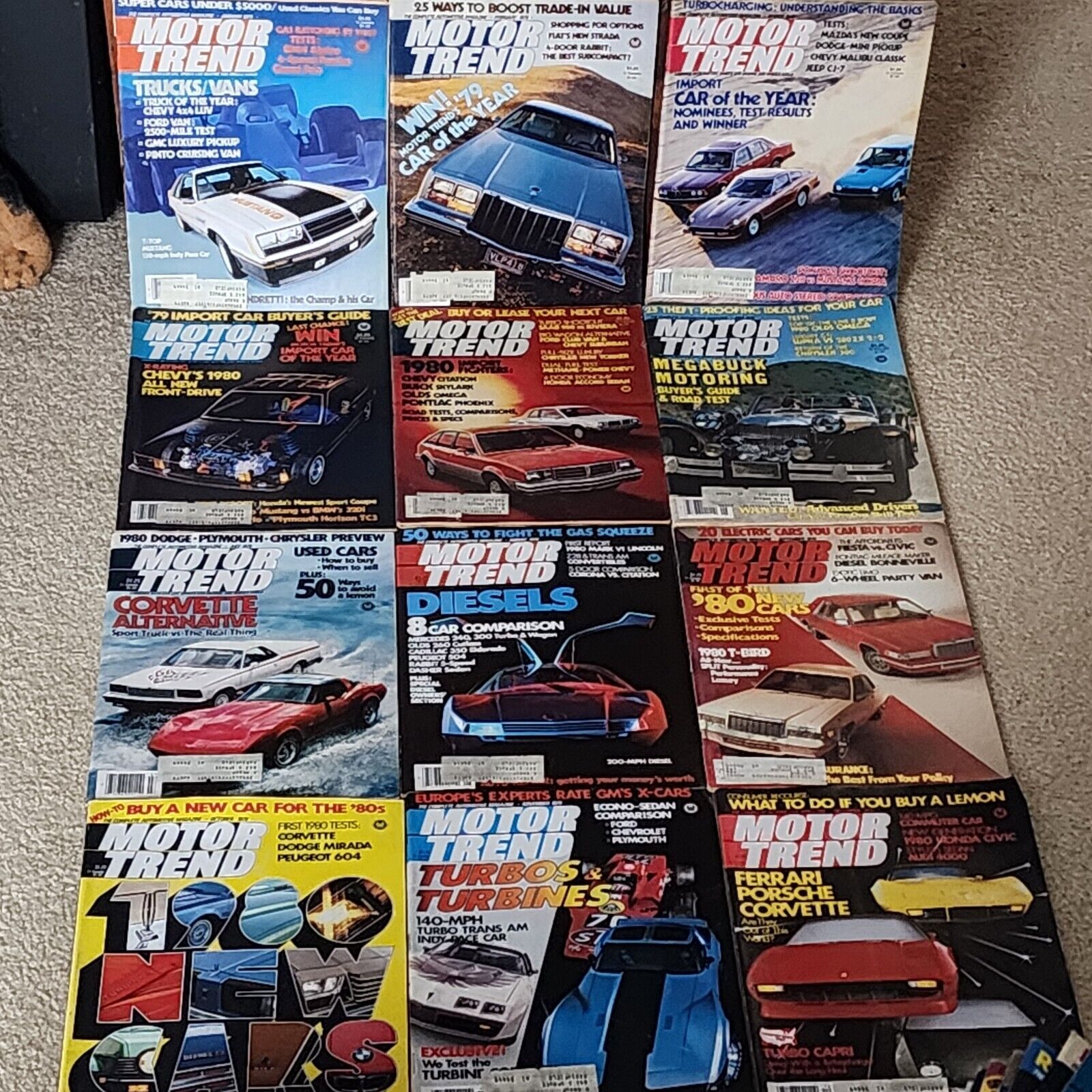 1979 Motor Trend Magazine Vintage Lot Of 12 Full Year Jan-Dec See Pictures