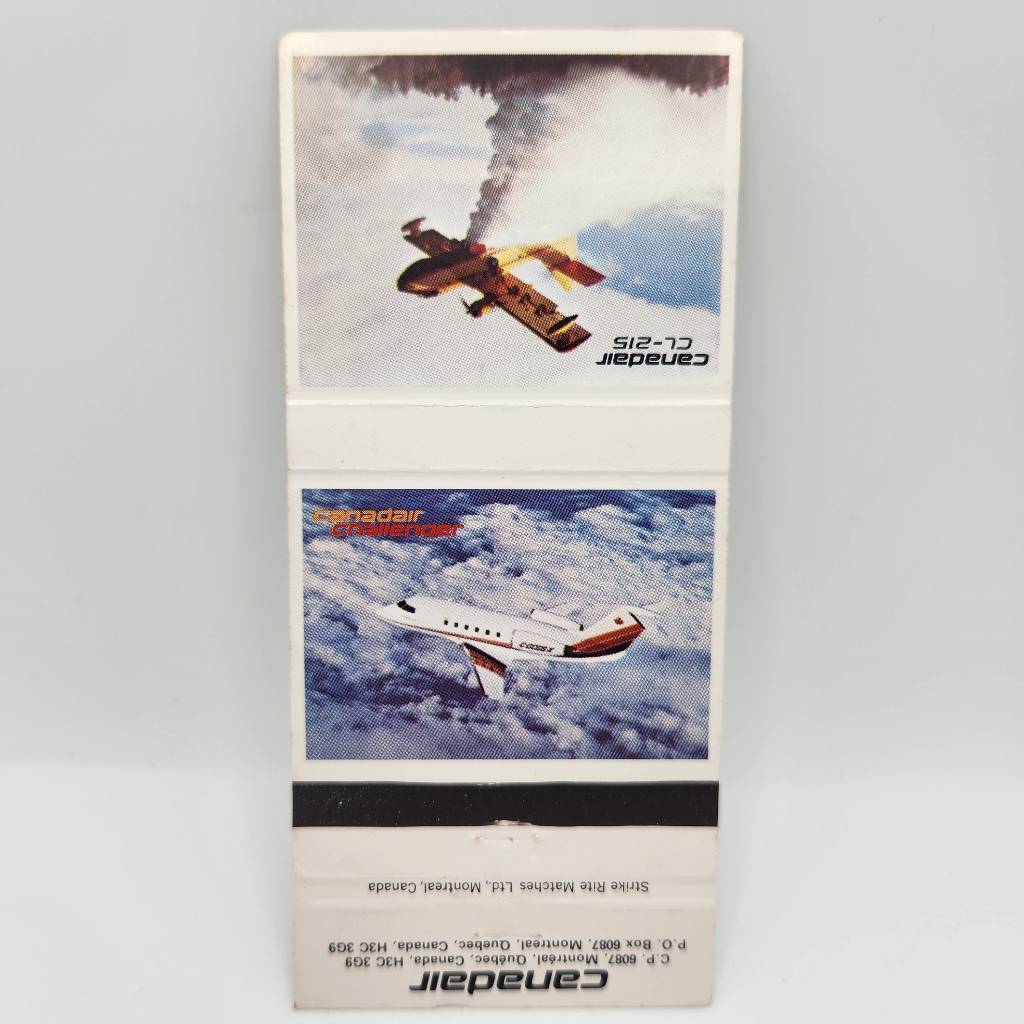 Vintage Matchbook Canadair Challenger & CL-215 Aircraft Montreal Quebec Canada