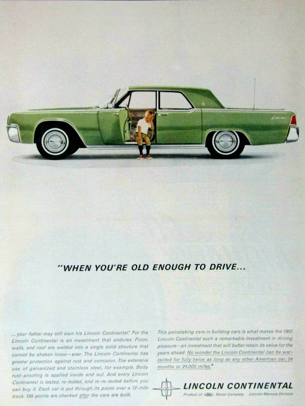 1962 Lincoln Continental VTG When Your Old Enough Original Print Ad-8.5 x 11\