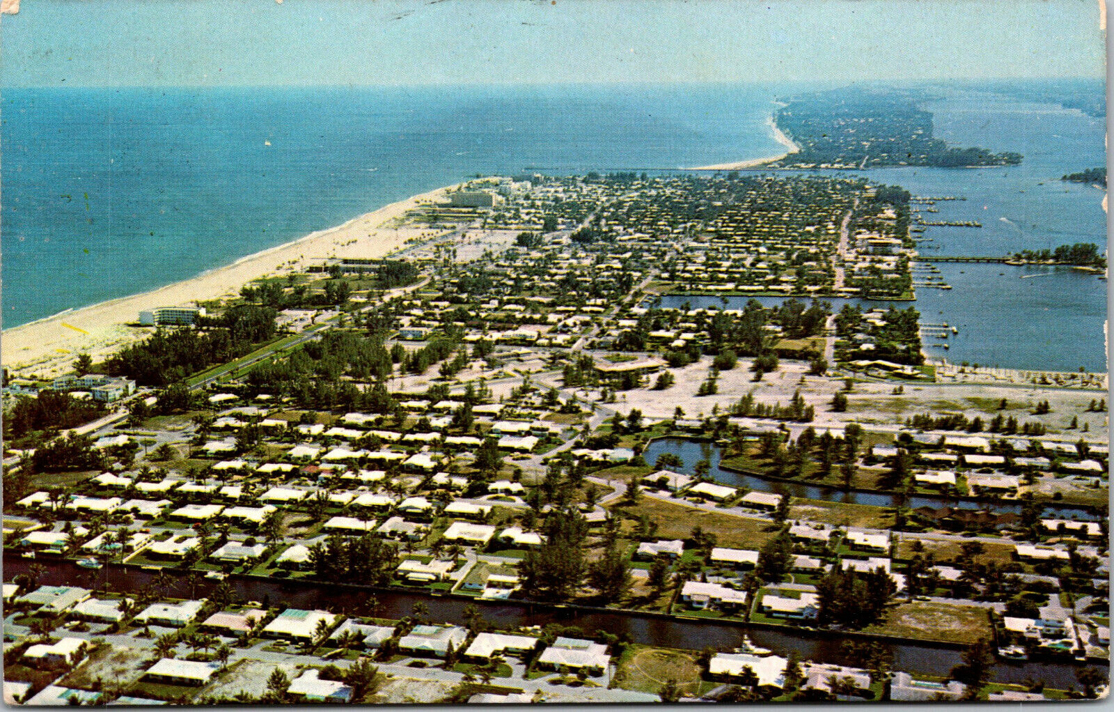 Vtg 1970s Aerial View of Island of Riviera Beach Florida FL Postcard