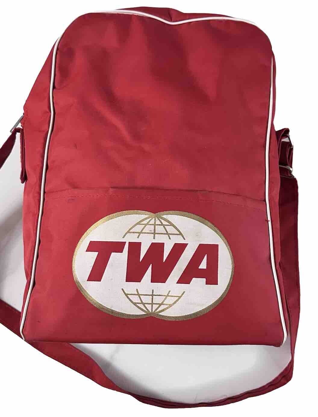 Vintage TWA Airline Carry-On Bag Attendant Bearse Mfg. Zipper w/ Shoulder Strap