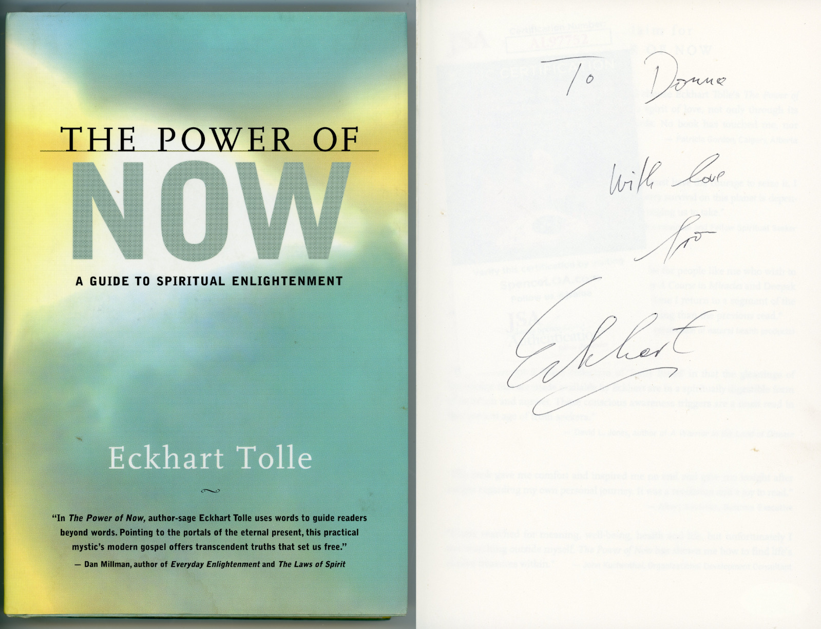 Eckhart Tolle ~ Signed The Power of Now Autographed 1st Edition Book ~ JSA COA