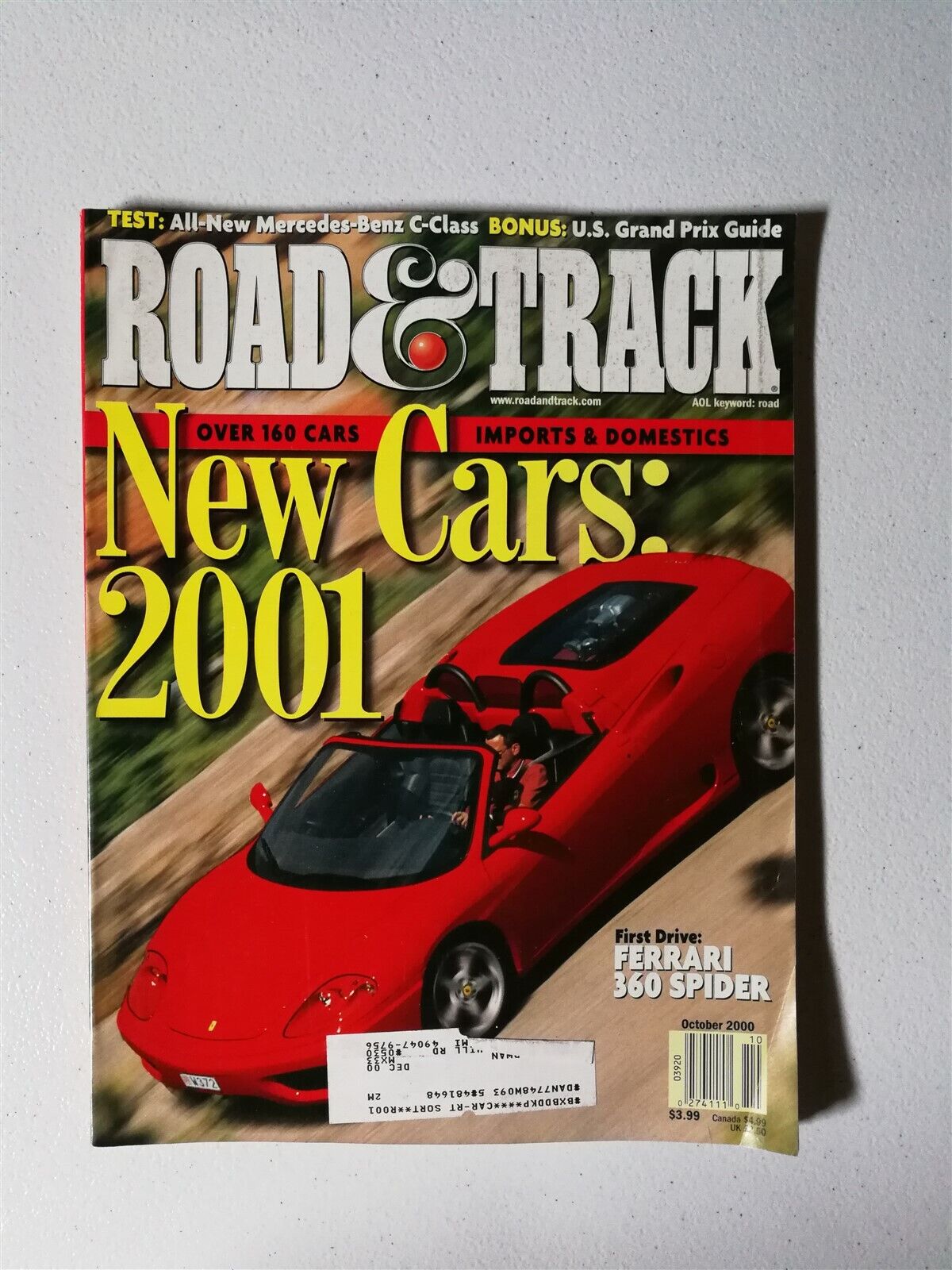  Road & Track October 2000 - Mercedes-Benz C320 - Audi A2 - Ferrari 360 Spider