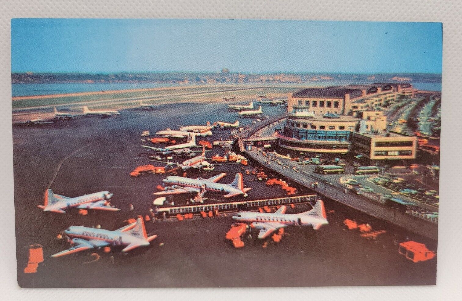 Vintage Postcard La Guardia Airport New York Port Authority Airplanes