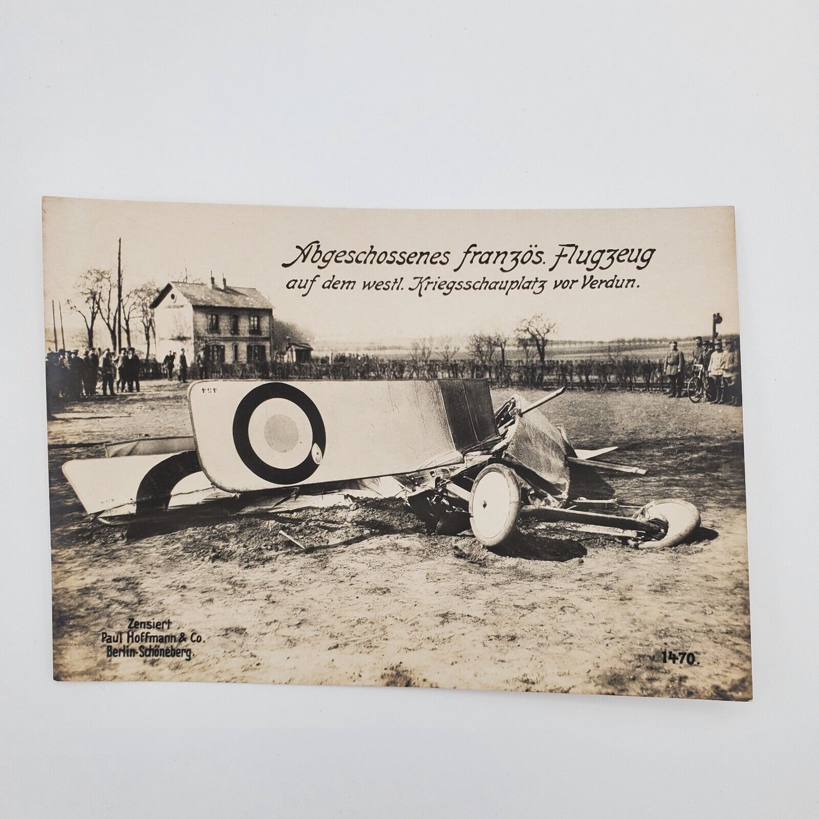 WW1 Original German Verdun Spad 12 French plane aircraft destroyed photo battle