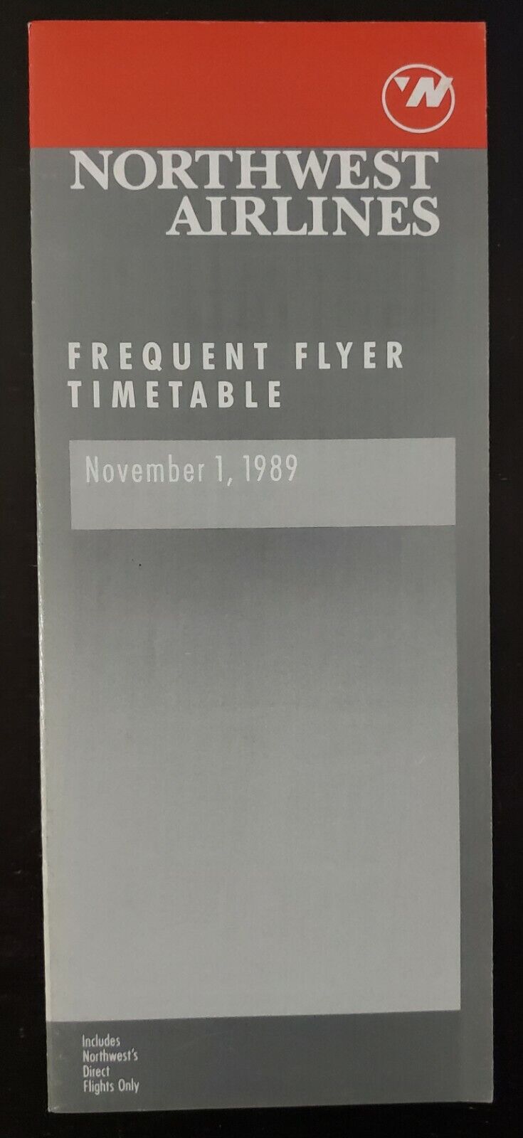 NORTHWEST AIRLINES - NONSTOP & DIRECT TIMETABLE - 1 NOVEMBER 1989