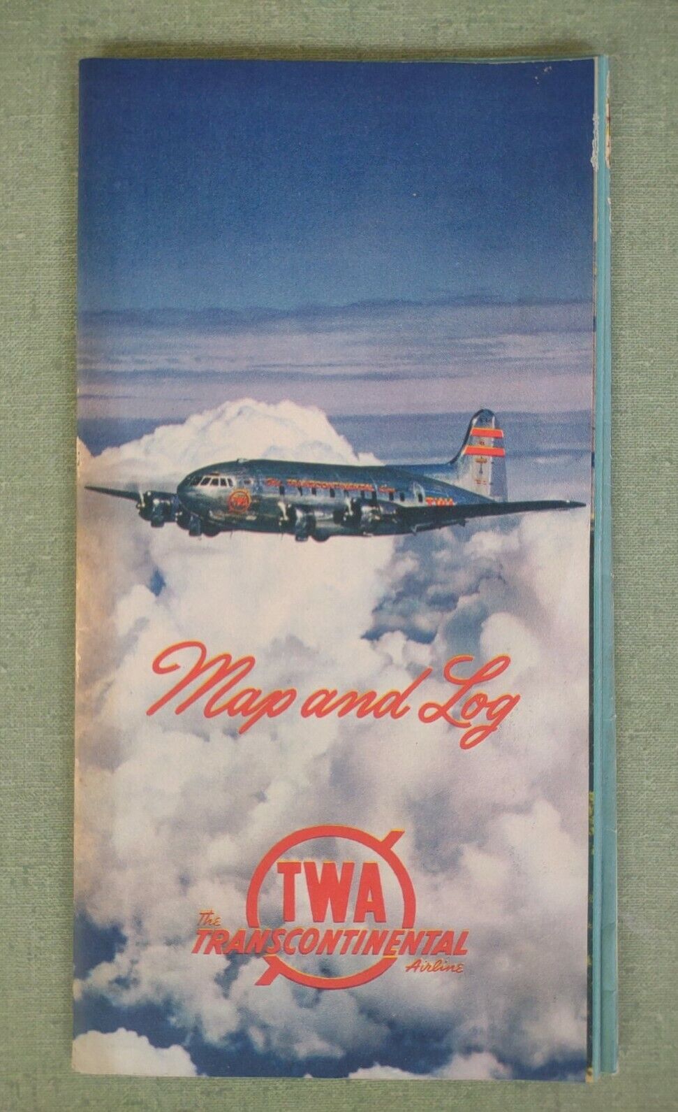TWA Map & Flight Log 1940s WWII
