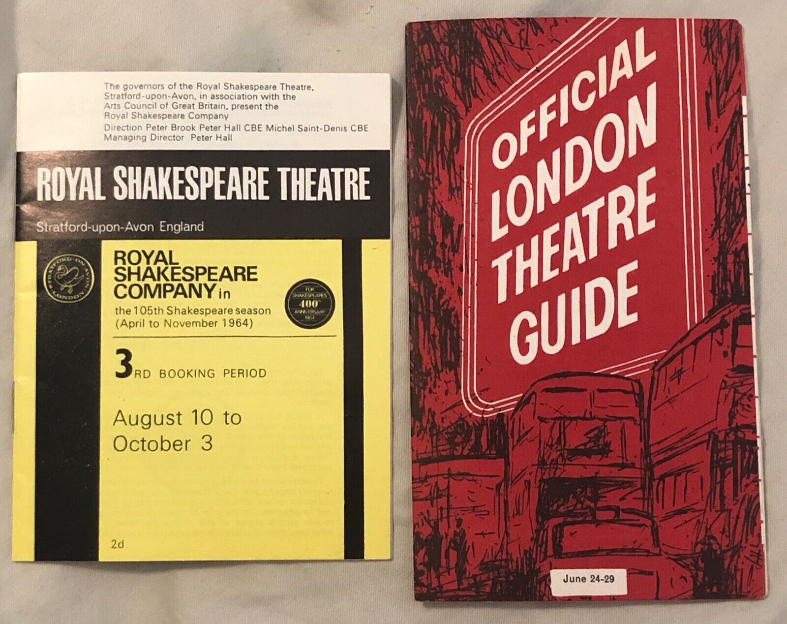 Vintage 1960's London Theatre Guide & Royal Shakespeare Guide England
