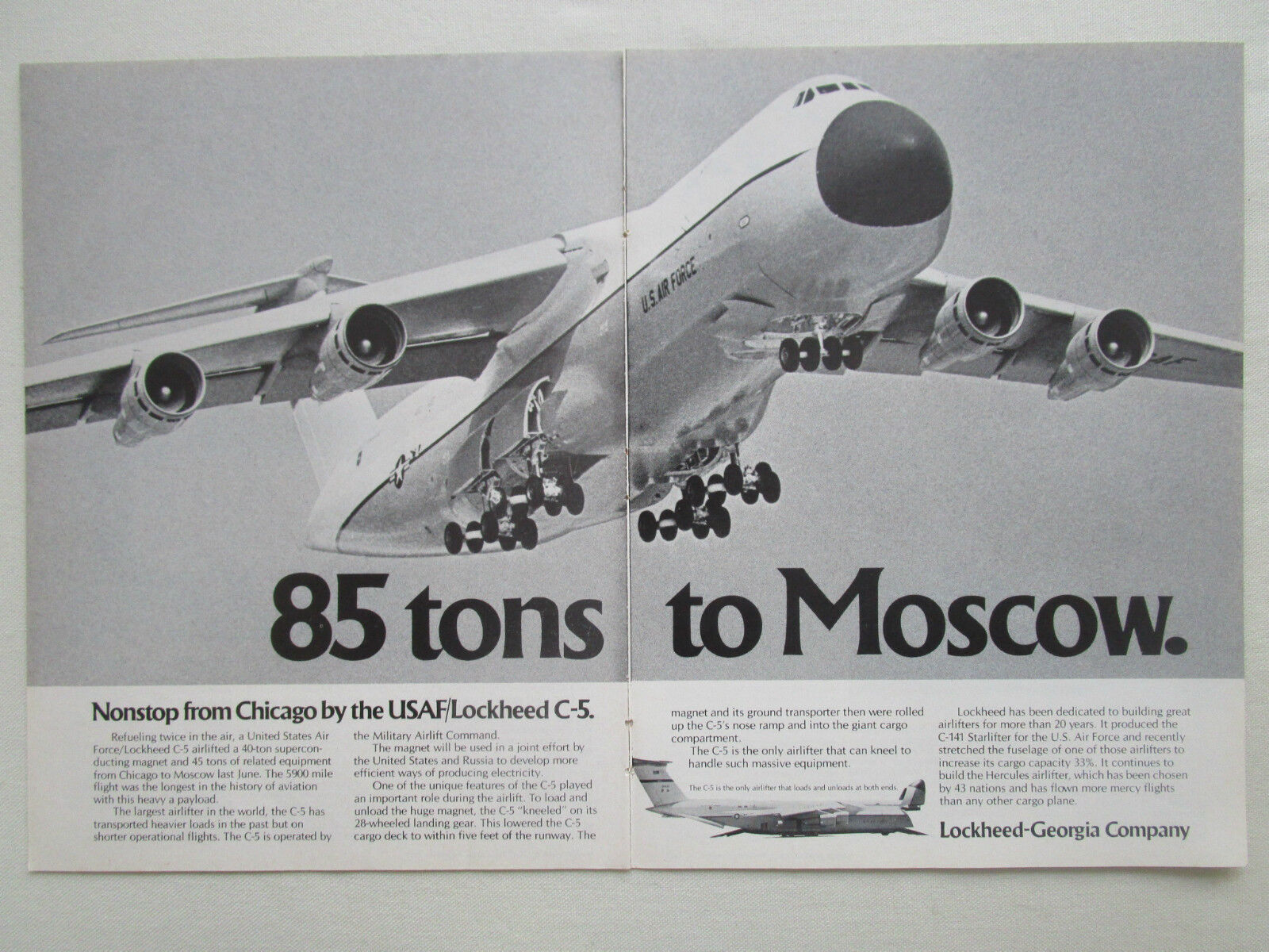 8/1977 PUB LOCKHEED GEORGIA C-5 GALAXY USAF CHICAGO MOSCOW ORIGINAL AD