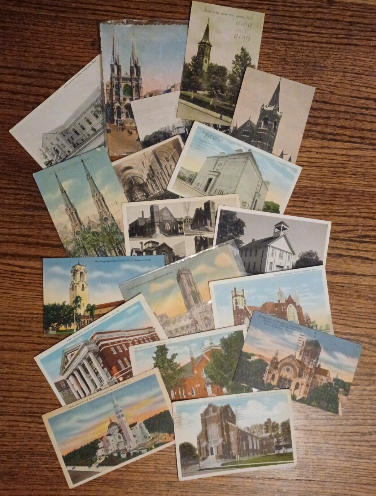 Lot of 18 Vintage Postcards of Churches40s-50s Some Lithograph Posted and unpost