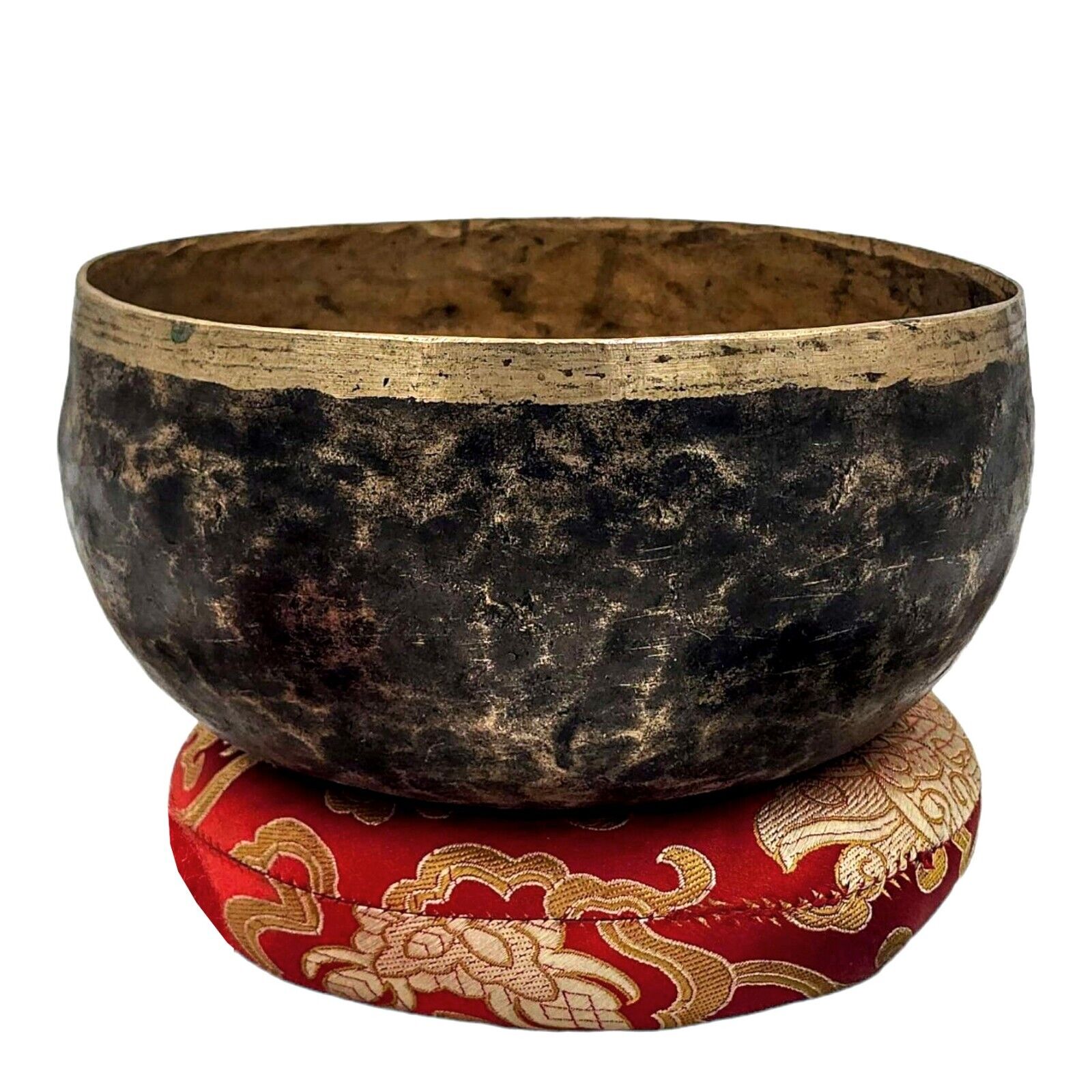 Vintage Oxidized Patina Hand Beaten Hammered Singing Bowl Tibetan Sound Healing