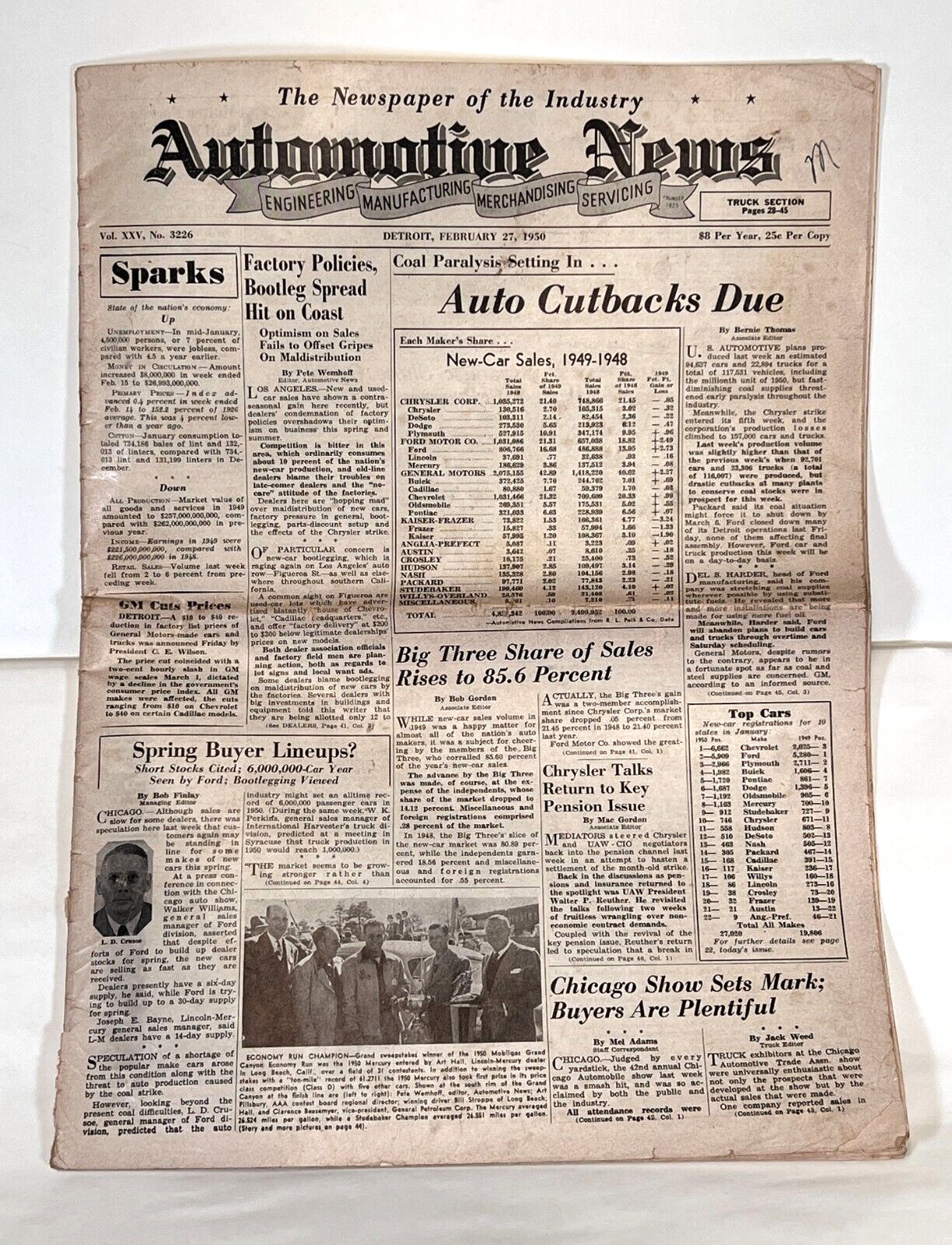 Vintage February 27 1950 Automotive Newspaper of the Industry Detroit Magazine