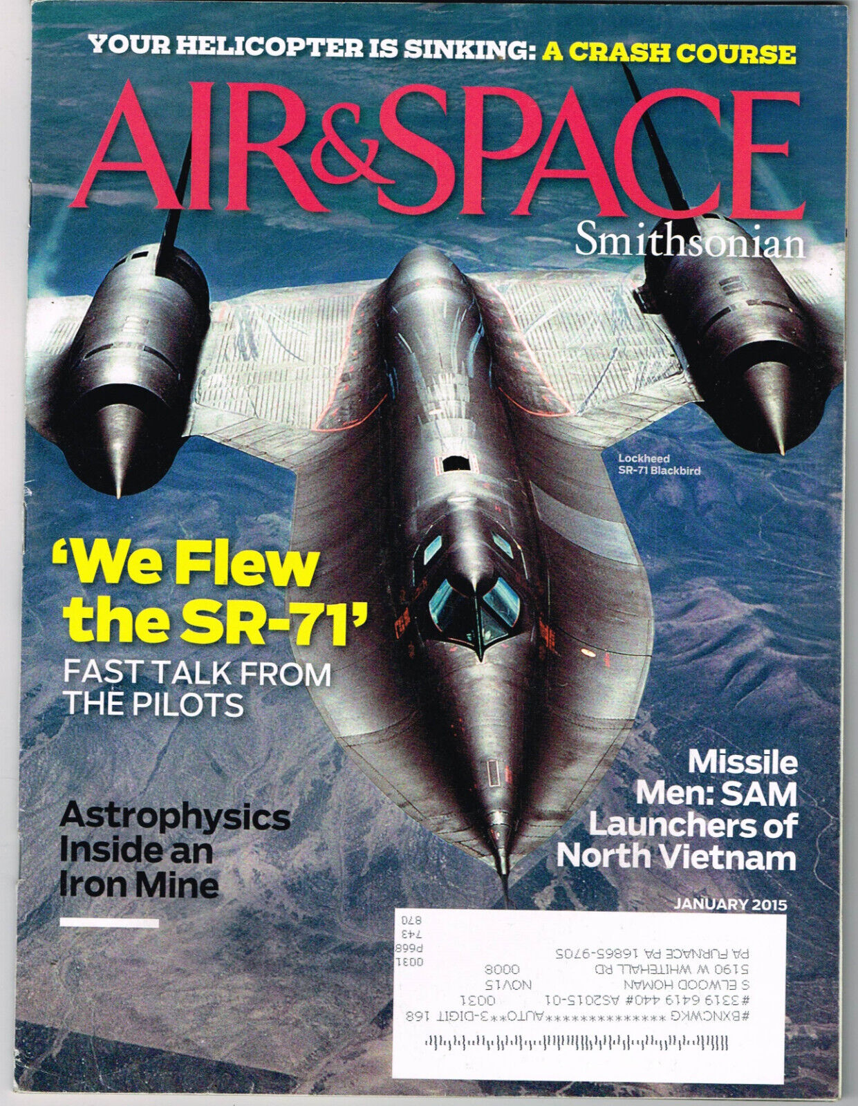 Smithsonian AIR & SPACE magazine January  2015, SR-71 Blackbird, Piper PA-48