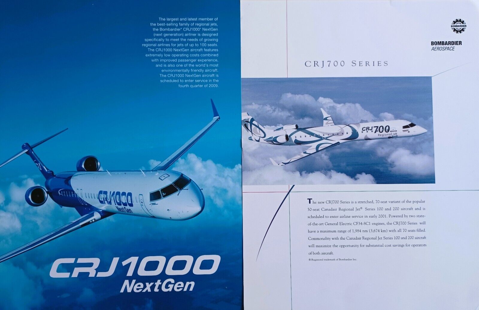 BOMBARDIER CRJ 1000 & CRJ700 Print Photo Data Cards, 8 1/2in x 11in