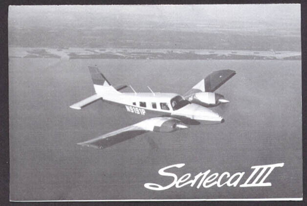 Piper PA-34-220T Seneca III business reply info request folder postcard 1981