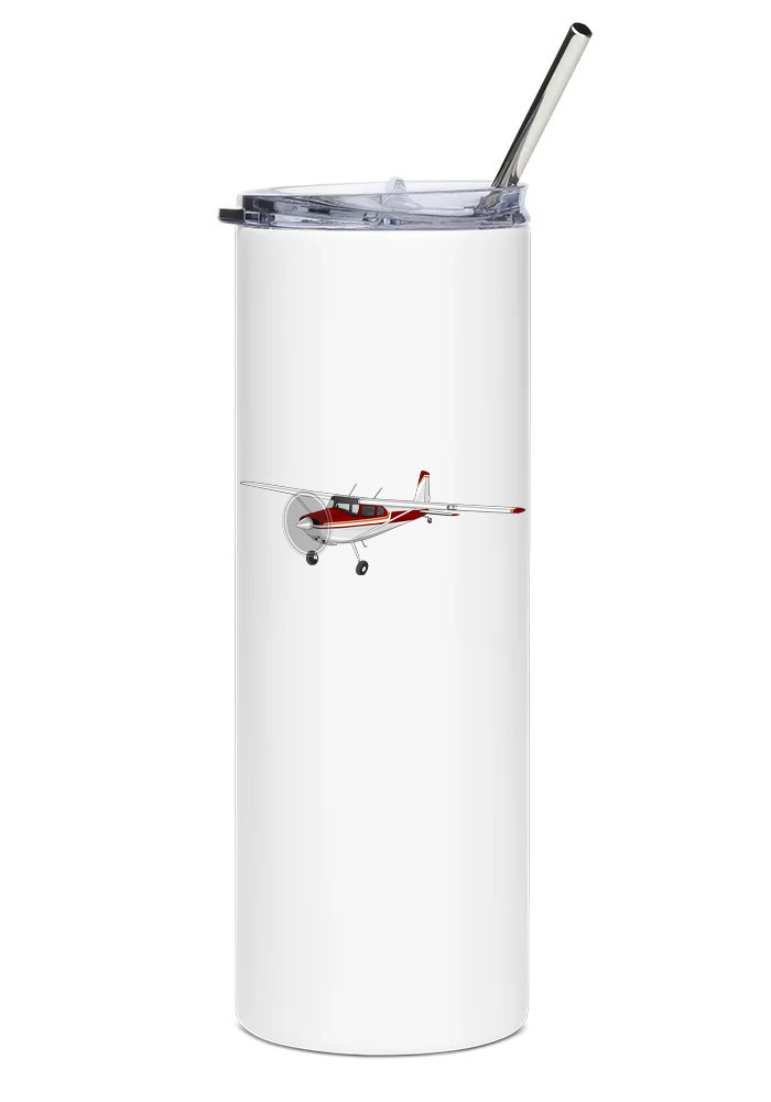 Cessna 180 Stainless Steel Water Tumbler with straw - 20oz.