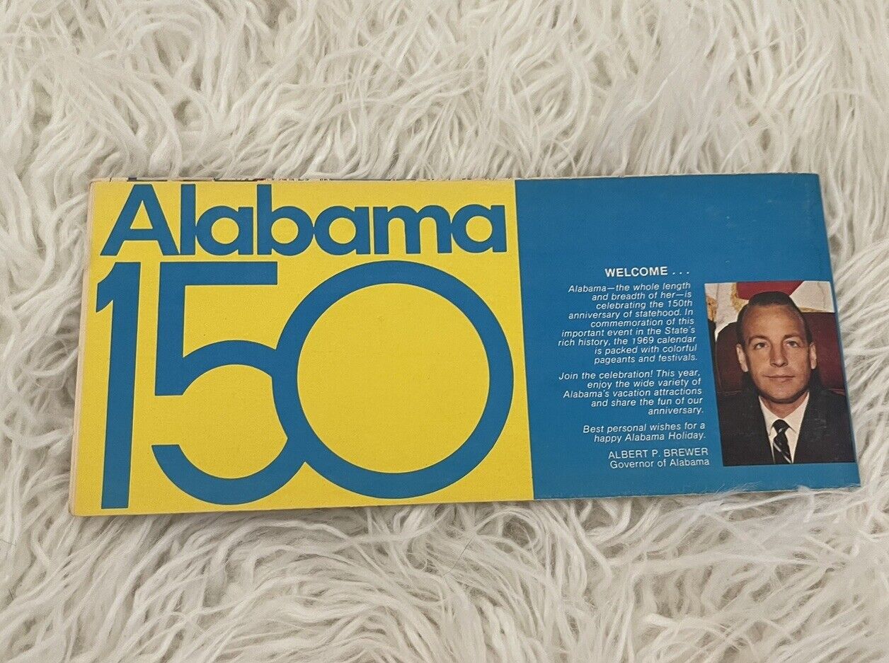 Original 1969 Official Alabama State Map Albert Brewer Gov.