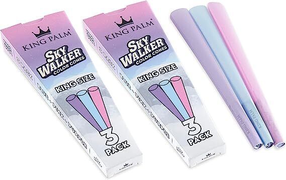 King Palm | King Size | Skywalker Prerolled Cones | 2 Packs of 3 Each = 6 Cones