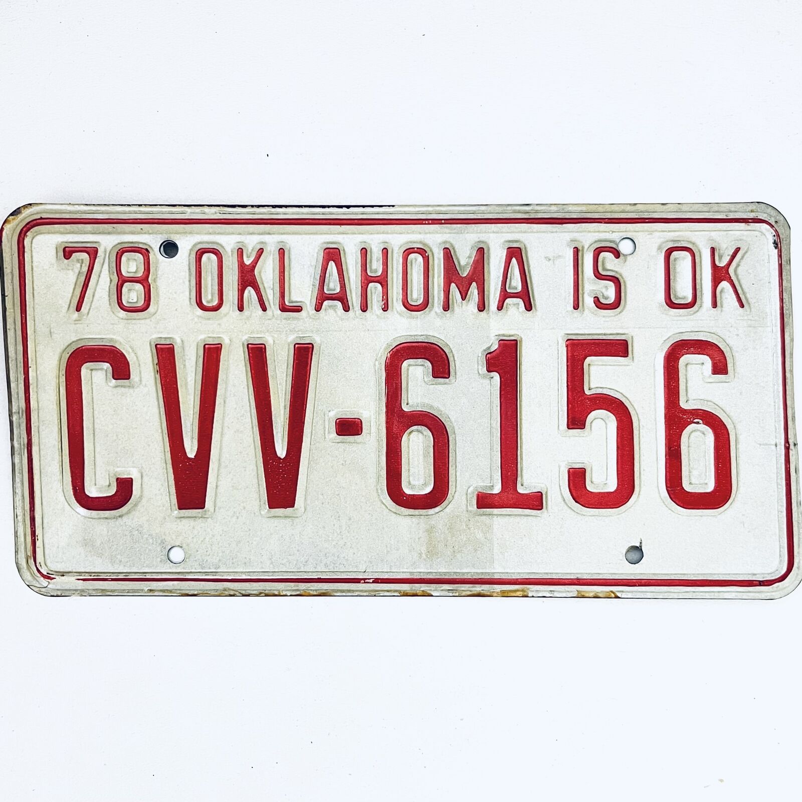 1978 United States Oklahoma Cleveland County Passenger License Plate CVV-6156