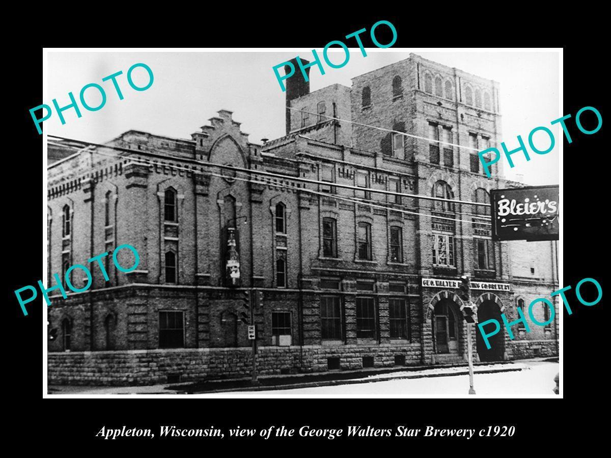 OLD 8x6 HISTORIC PHOTO OF APPLETON WISCONSIN THE WALTERS STAR BREWERY c1920
