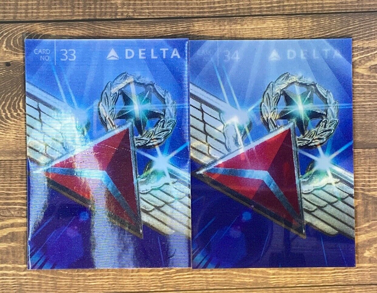 Delta Air Lines Boeing 747 And 757 2015 Holographic #33 And #34 Cards