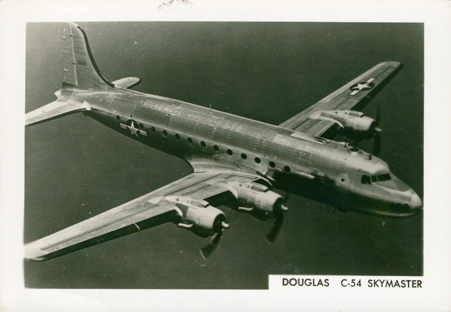 1950s USA aircraft Photo Douglas C-54 Skymaster Airplane in flight