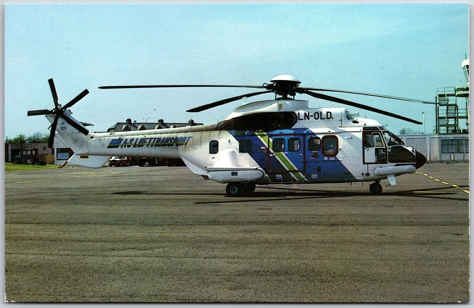 Helicopter Aerospatiale AS332L Super Puma LN-OLD c/n 2124 Lufttransport Postcard