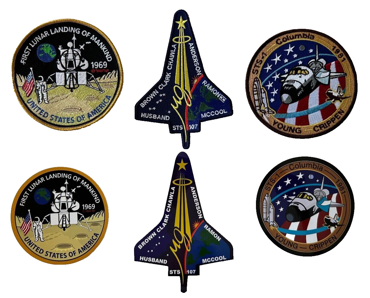 NASA...Moon Landing...Columbia Last Flight...STS-1 Shuttle ...Patches + Stickers