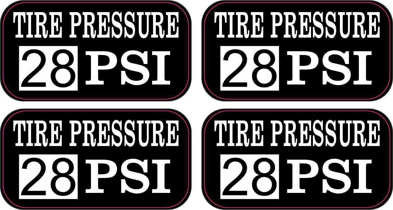 2in x 1in Tire Pressure 28 PSI Vinyl Stickers Car Truck Vehicle Bumper Decal