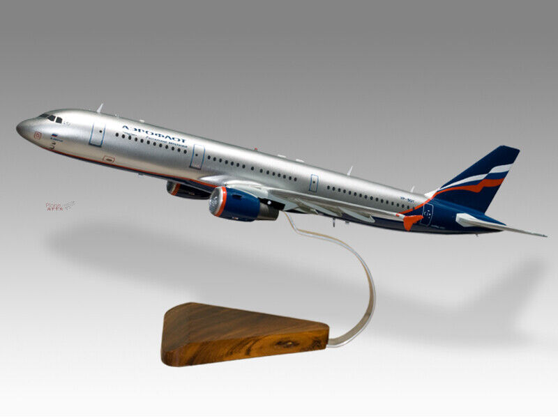 Airbus A321 Aeroflot Solid Kiln Dried Mahogany Wood Handmade Desktop Model