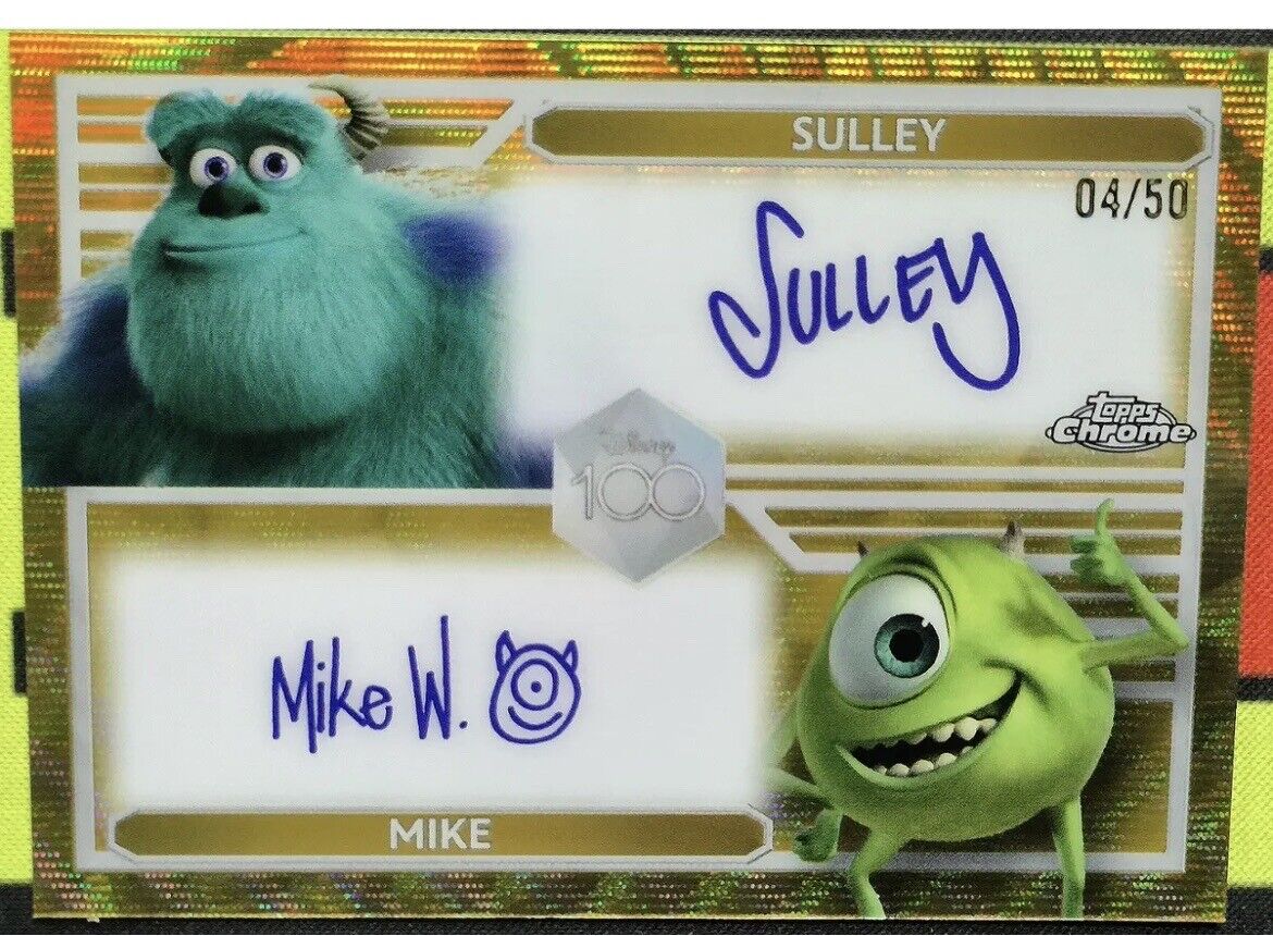 2023 Topps Chrome Disney 100yr  Sully & Mike Dual Auto Gold Wave /50