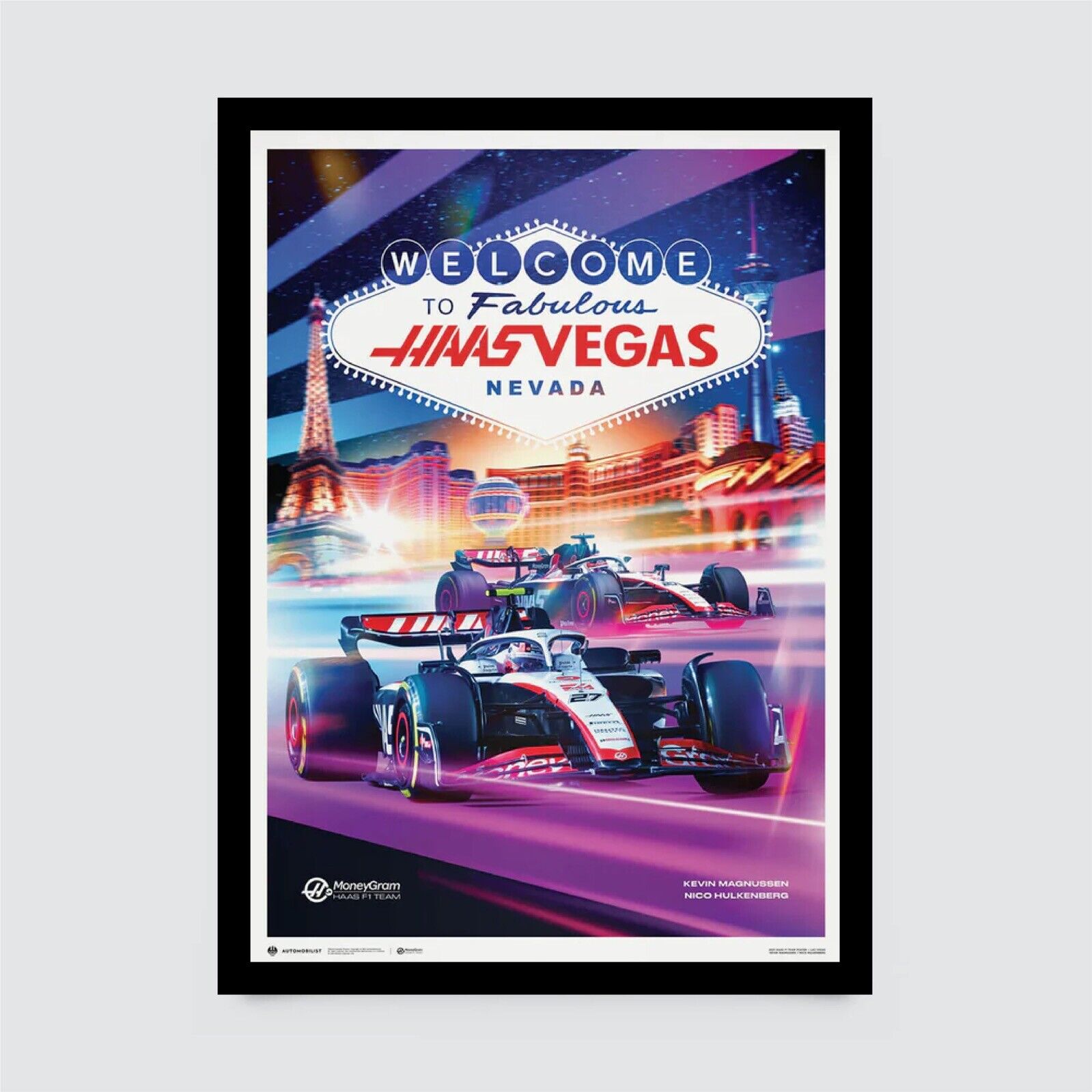 2023 Las Vegas Grand Prix Formula 1 Haas F1 Team Poster Hulkenberg Magnussen