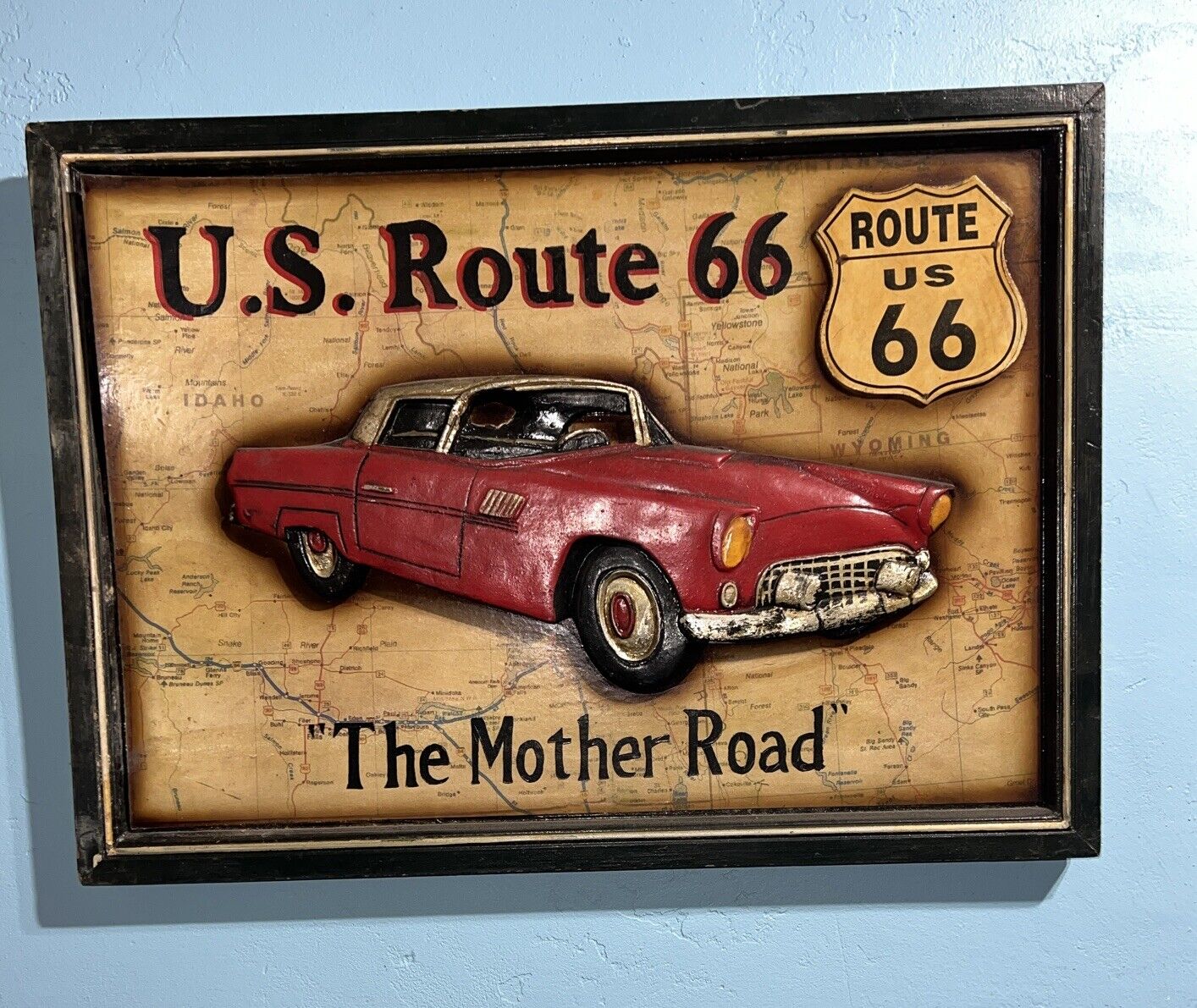 U S Route 66 Highway The Mother Road 3 D Wall Car Picture 21”x15,5”